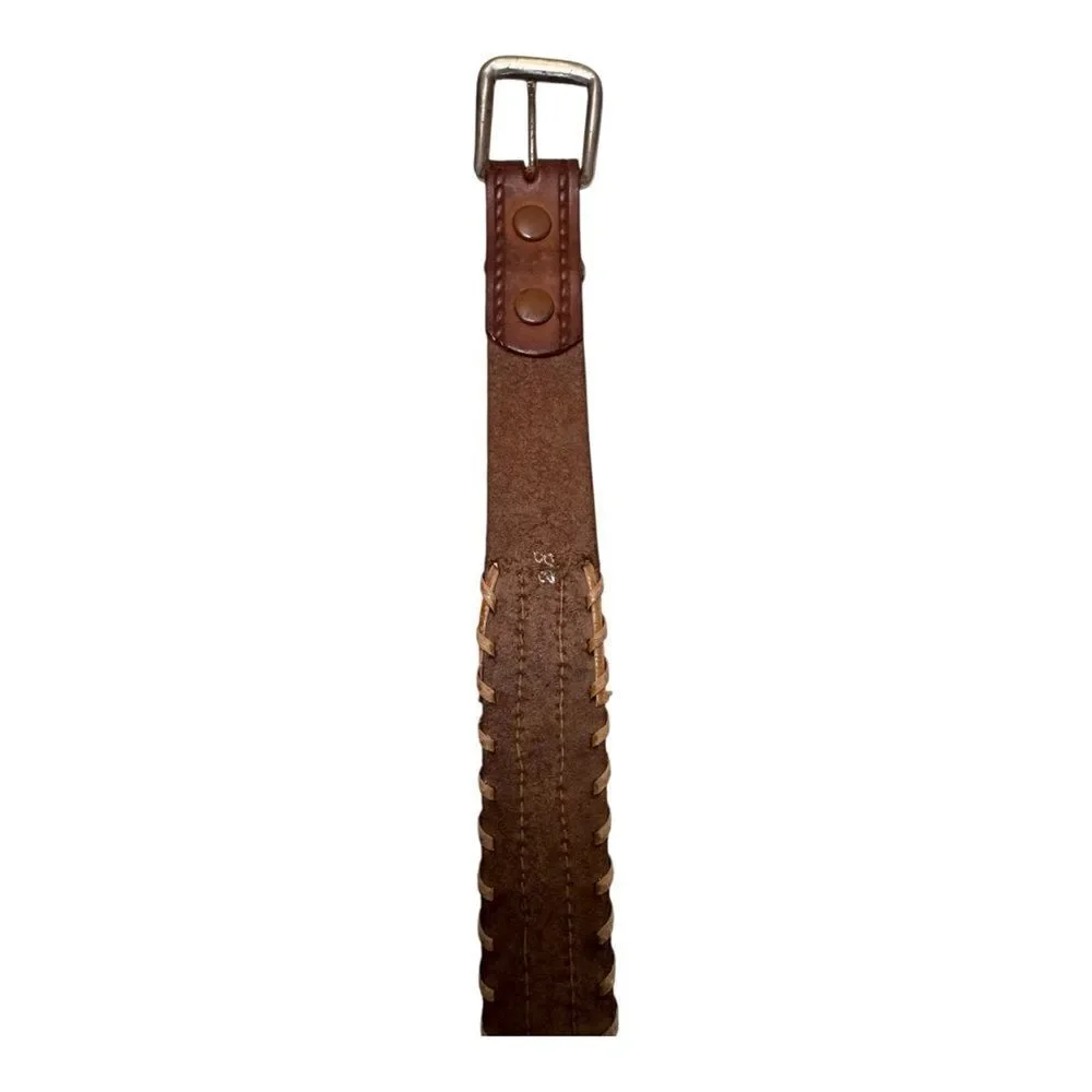 Vintage Kodiak Alaska Beaded Native American Leather‎ Brown Belt Men’s 28